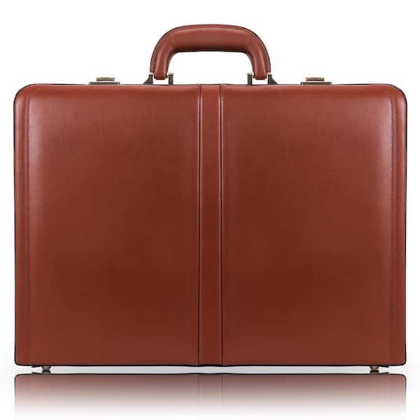 McKLEIN Harper Top Grain Cowhide Brown Leather 4.5 in. Expandable Attached Briefcase