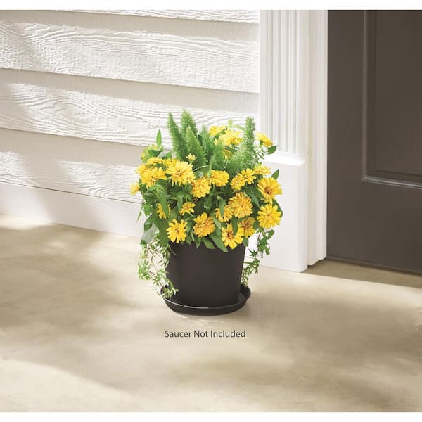 Antonella Medium Black Plastic Planter with Drainage Hole (10 in. L x 10 in. W x 8 in. H)