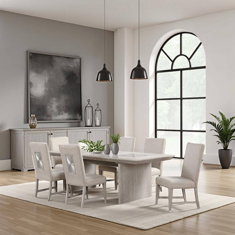 Diaz Light Gray Wood 90 in. Open Dining Table Seats 8 price history on PriceWatchPro