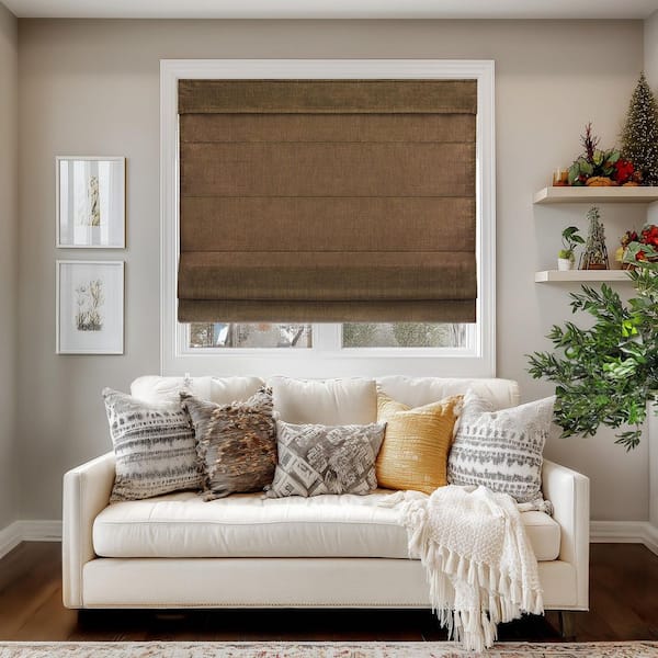 Belgian Chocolate Cordless Light Filtering Privacy Polyester Roman Shades 47 in. W x 64 in. L
