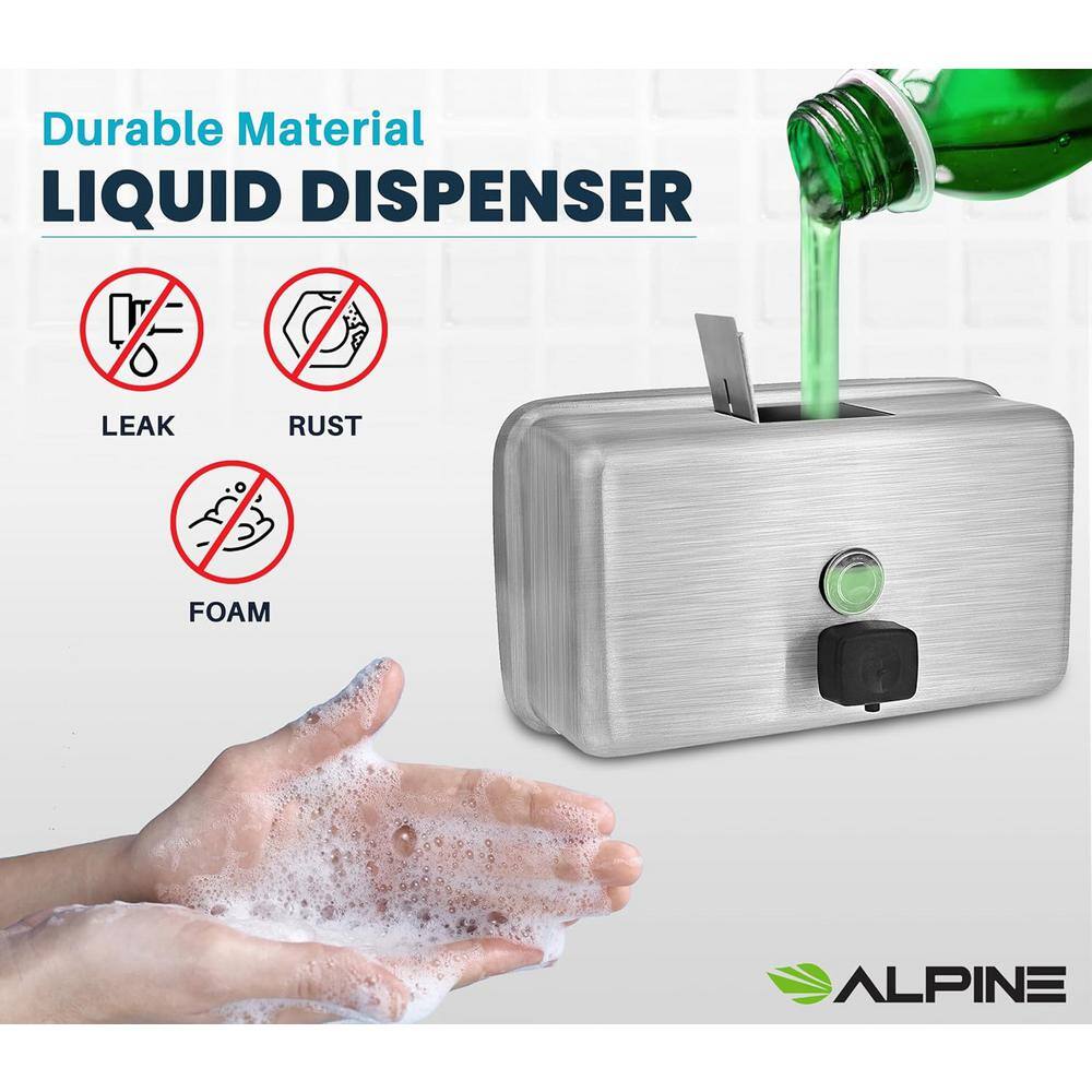 Stainless Steel Horizontal Wall-Mounted Soap Dispenser 1200 mL