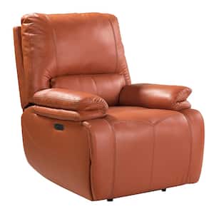 Alina Brick Genuine Leather Power Recliner with USB Port