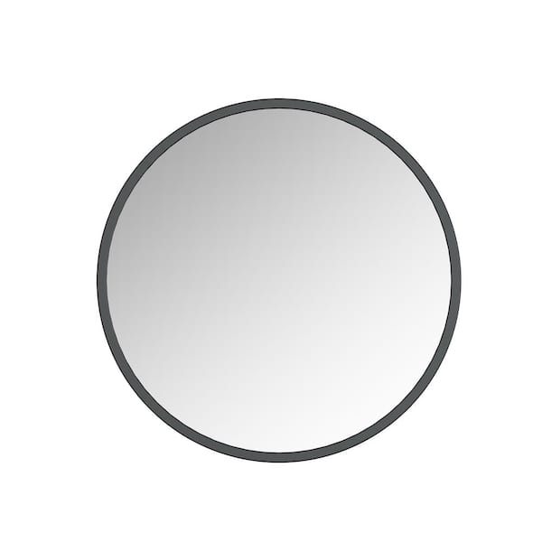 Halcyon 28 in. W x 28 in. H Medium Round Metal Framed Wall Bathroom Vanity Mirror in Black matte