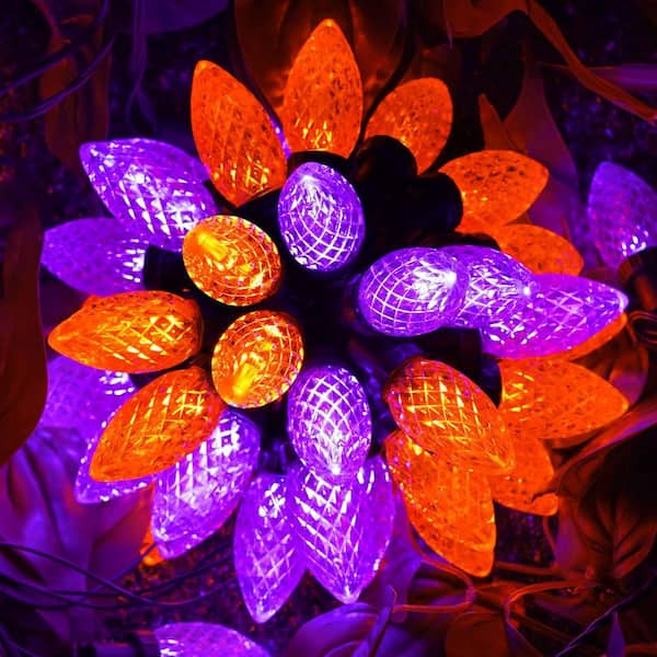Orange Purple 98 ft. Halloween String Lights with 100 LEDs Waterproof 13 Modes for Yard, Party and Decor (2-Pack)