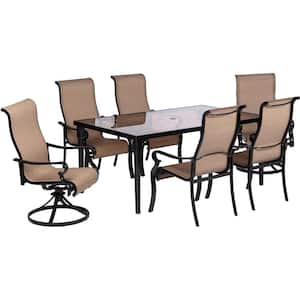 7-Piece Aluminum Outdoor Dining Set with a 40 in. x 70 in. Glass-Top Table 2-Swivel Rockers and 4-Dining Chairs