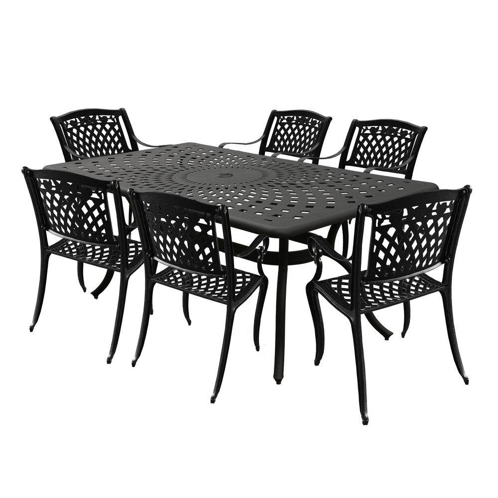 Black 7-Piece Aluminum Mesh Outdoor Dining Set with 6-Chairs price history on PriceWatchPro