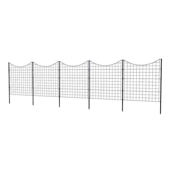 Photo 1 of 3.25 ft. H x 3 ft. W Zippity Black Metal Garden Fence Panel with Stakes (5-pack)