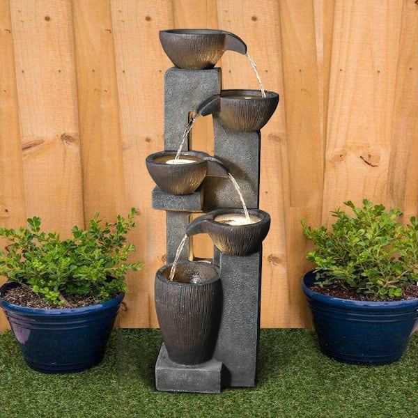 Outdoor Garden Water Fountain Patio Rustic Pots Indoor Decor LED Southwestern for sale online 