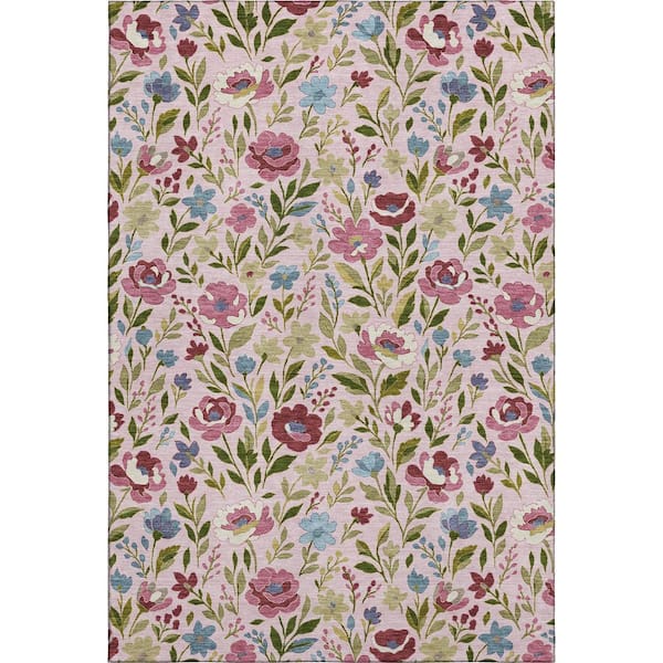 Mayfield Premium Machine Washable Abstract AMF2438 Pink 5 ft. x 7 ft. 6 in. Area Rug