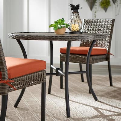 Laguna Point 38 in. Wicker Trim Round Outdoor Patio Dining Table