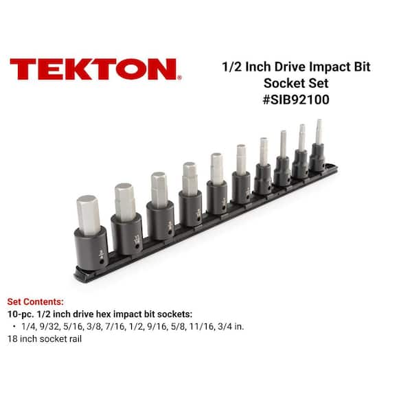 1/2 in. Drive Hex Bit Impact Socket Set (10-Piece) (1/4-3/4 in.)