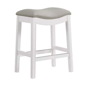 Williston 26 in. Rectangle White Backless Wood Counter Height Stool with Cushioned Seat