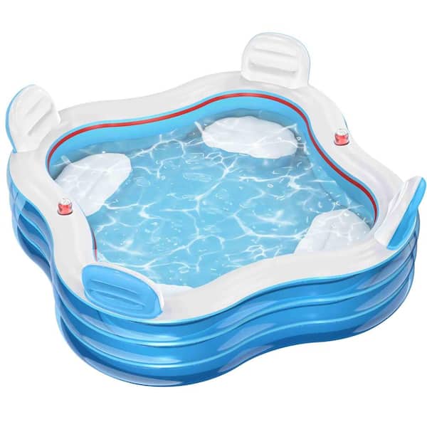 80 in. x 22 in. Inflatable Swimming Pool with Built-In Seats and Backrests