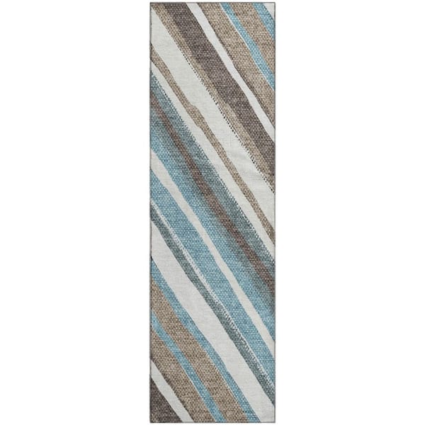 Mayfield Premium Machine Washable Abstract AMF2282 Taupe 2 ft. x 7 ft. Runner Rug
