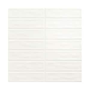 Spanish Lineas Ceramic 8 in. x 8 in. x 8mm Wall Tile Sample - White