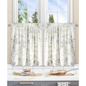 Lilac Floral Rod Pocket Room Darkening Curtain - 28 in. W x 36 in. L (Set of 2)
