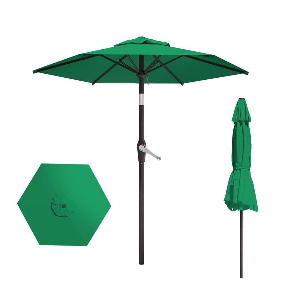 7.5 ft. Metal Beach Umbrella in Green, Patio Umbrella Table Market Umbrella