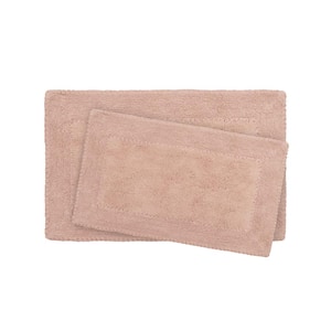 17 in. x 24 in. and 20 in. x 32 in. Blush Ruffle Cotton Bath Rug Set (2-Piece)