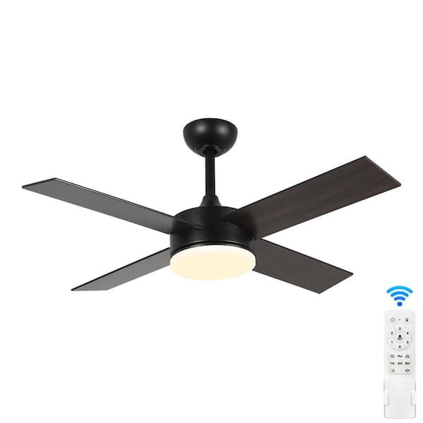  42 in. Black Indoor Ceiling Fan with Light Remote Control, Quiet DC Motor 4-Blade Ceiling Fans 6-Speed Levels