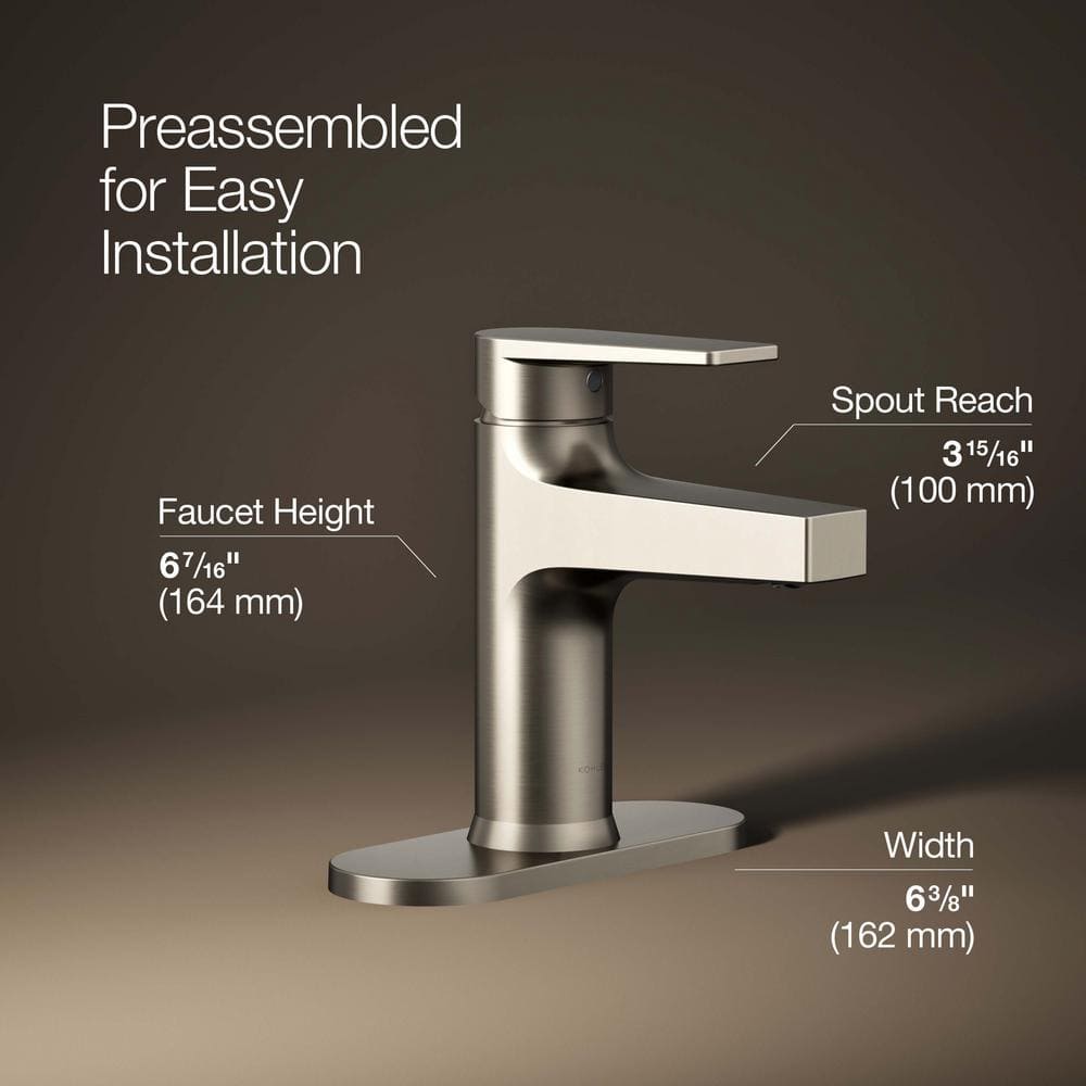 Taut Transitional Single-Handle Brushed Nickel Bathroom Faucet