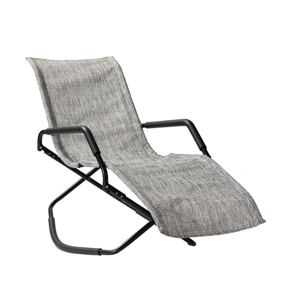 Black Aluminum Outdoor Recliner in Smoke (Set of 1)