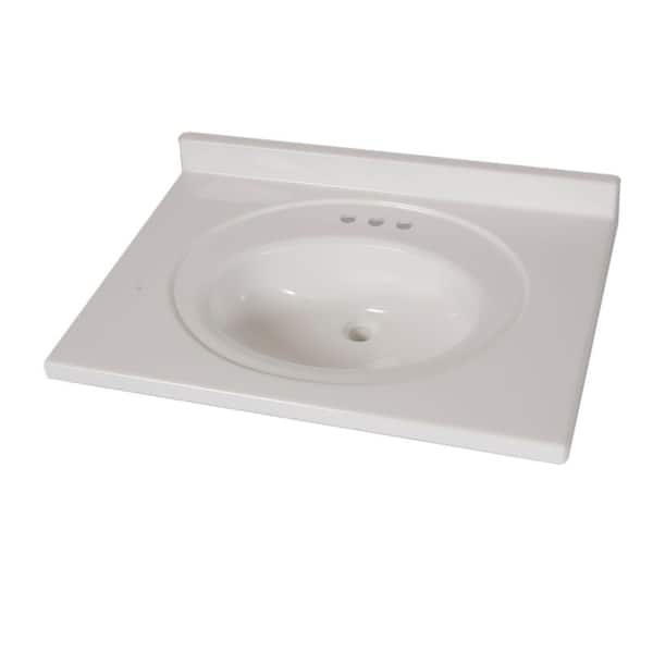 St. Paul 31 in. x 22 in. Cultured Marble Vanity Top in White with White Sink