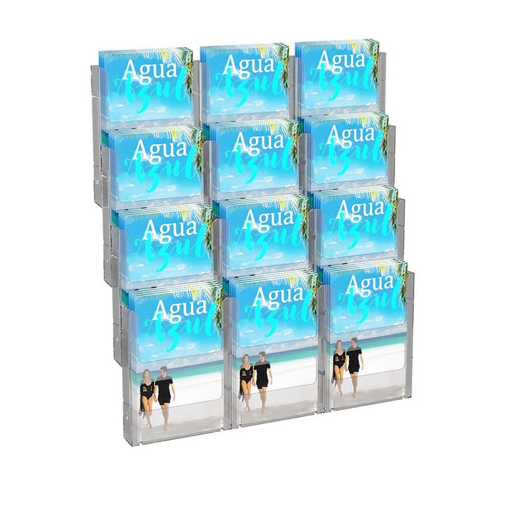 Clear 12-Pocket Wall Mounted Plastic Literature Holder