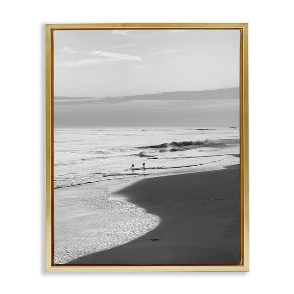 Stupell Industries Evening Beach Stroll by Graffi tee Studios Gold Floater Frame Coastal Graphic Art Print 31 in. x 25 in.