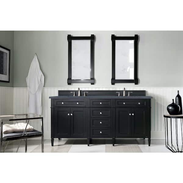 James Martin Vanities Brittany 72 in.W x 23.5 in.D x 34 in. H Double Bath Vanity in Black Onyx with Quartz Top in Charcoal Soapstone