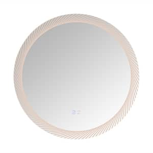 24 in. W x 24 in. H Round Frameless LED Wall Bathroom Vanity Mirror in Silver