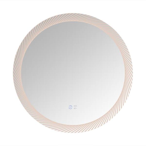 Boosicavelly 24 in. W x 24 in. H Round Frameless LED Wall Bathroom Vanity Mirror in Silver