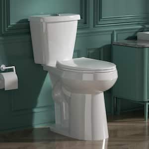 21 in. Extra Tall Toilet 2-Piece 1.1/1.6 GPF Dual Flush Round Heightened Toilet in White High Toilets for Seniors