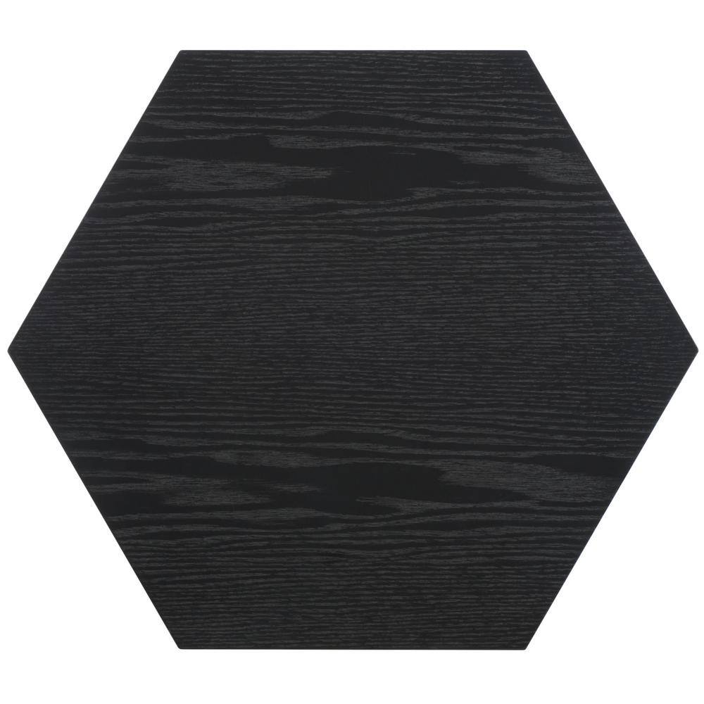 Danez Hexagonal Black and Natural Wood Cane Accent Table