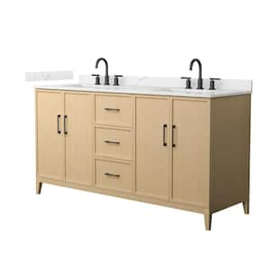 Elan 66 in. W x 22 in. D x 35 in. H Double Bath Vanity in White Oak with Giotto Quartz Top