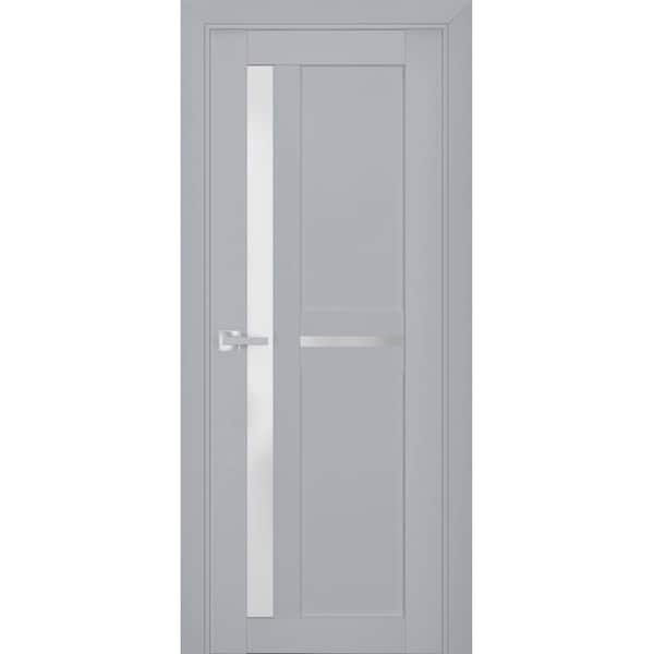 Sartodoors 7288 24 in. x 80 in. Right-Hand/Inswing Solid Frosted Glass Matte Grey Single Prehung Interior Door with Hardware