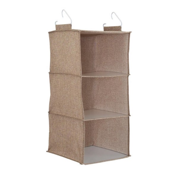 HOUSEHOLD ESSENTIALS 24 in. 3-Pair Latte Brown Polyester Hanging Shoe Organizer