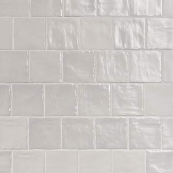 Amagansett Gin White 4 in. x 4 in. Mixed Finish Ceramic Wall Tile (5.38 Sq. Ft. / Case)