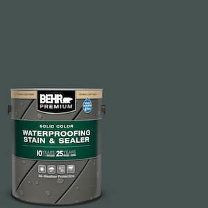 1 gal. #MQ6-44 Black Evergreen Solid Color Waterproofing Exterior Wood Stain and Sealer