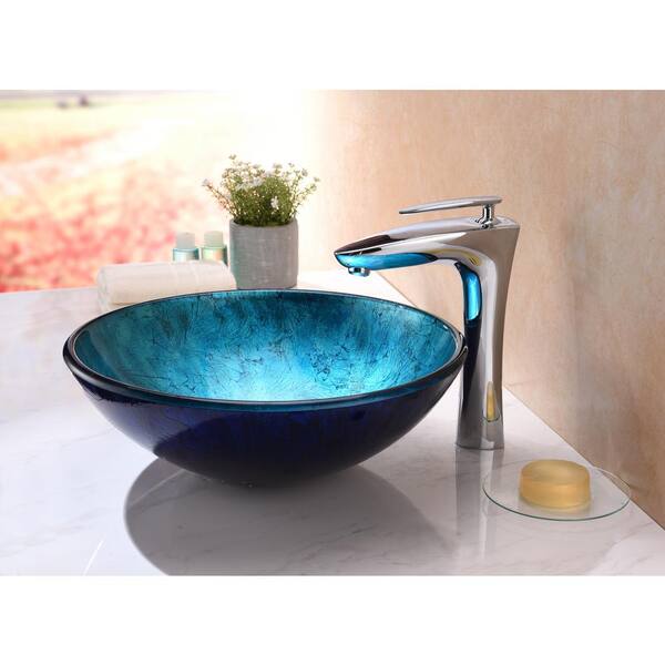 Arc Series Vessel Sink in Frosted Blue