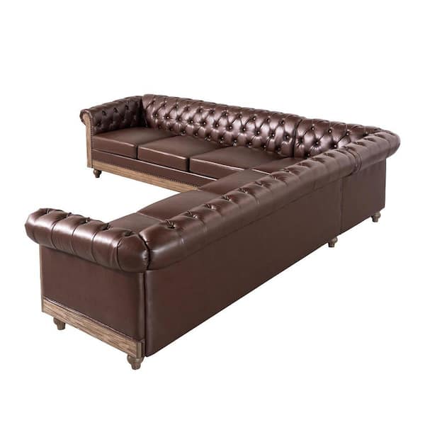 Nestfair 104 in. Mirod Comfy Large PU Leather Sectional Sofa with