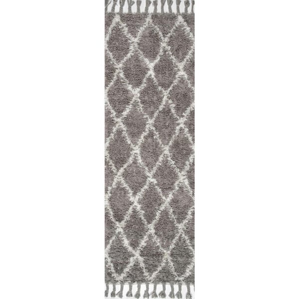 nuLOOM Venice Moroccan Shag Gray 3 ft. x 10 ft. Runner Rug