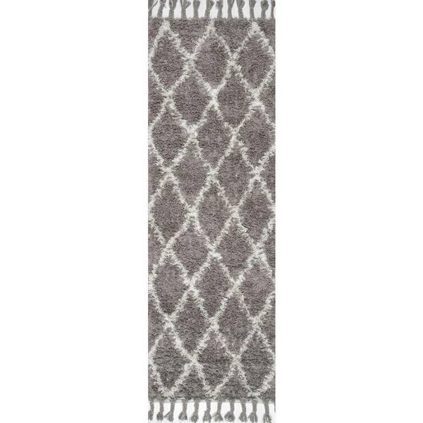 nuLOOM Venice Moroccan Shag Gray 3 ft. x 8 ft. Runner Rug