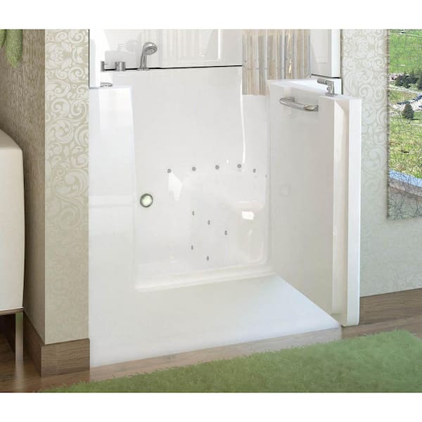 Universal Collection 31 in. L x 40 in. W Left Side Drain Air Jetted Bathtub in White with Fast Filling Faucet Set
