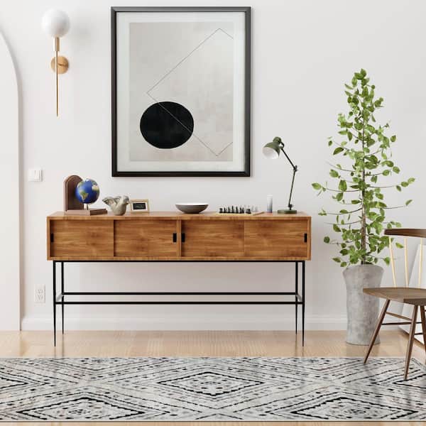 Ozark Slate 2 ft. 7 in. x 8 ft. Modern Geometric Diamonds Polypropylene Area Rug