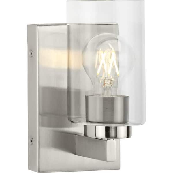 Progress Lighting Goodwin Collection 4.5 in. 1-Light Brushed Nickel Modern Vanity Light with Clear Glass for Bathroom