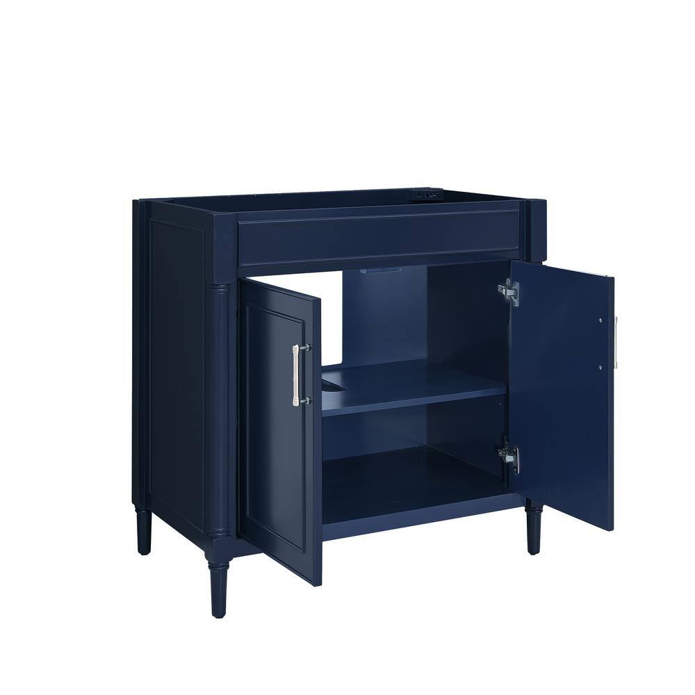 Navy Blue Single Bathroom Vanity with Carrara Marble Top