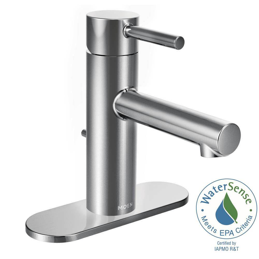 Align Modern Black Chrome Single Hole Bathroom Faucet with Drain Assembly