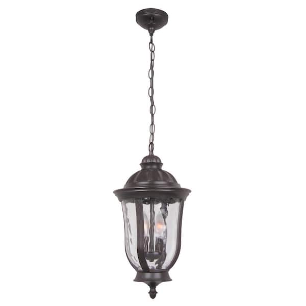 CRAFTMADE Frances 18.3 in. 1 Light Oiled Bronze Finish Dimmable Outdoor Pendant Light with Hammered Glass No Bulb Included