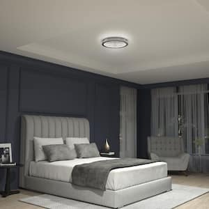 Glam 13.5 in. 1-Light Modern Chrome Integrated LED Flush Mount Ceiling Light Fixture for Kitchen or Bedroom