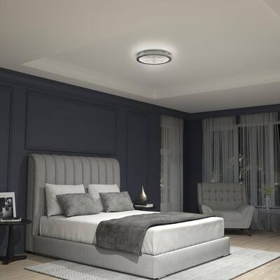 Glam 13.5 in. 1-Light Chrome Modern LED Flush Mount Ceiling Light for Kitchen Dining Room